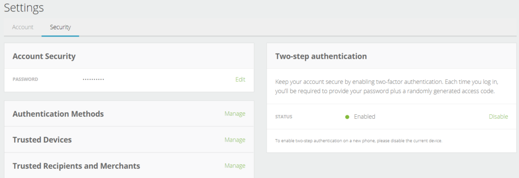 Neteller security settings