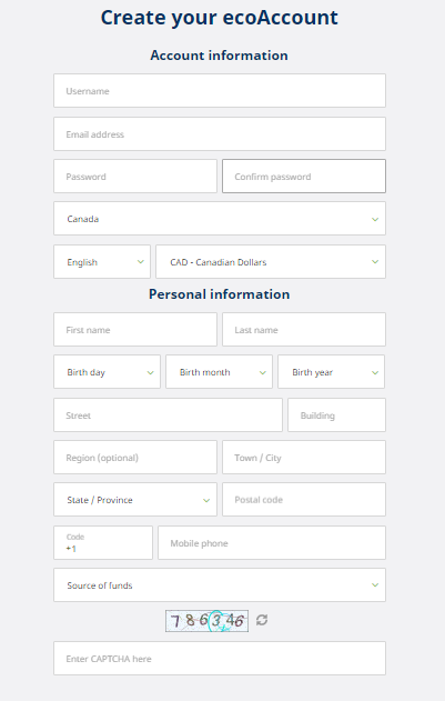 ecoPayz Canada create account1