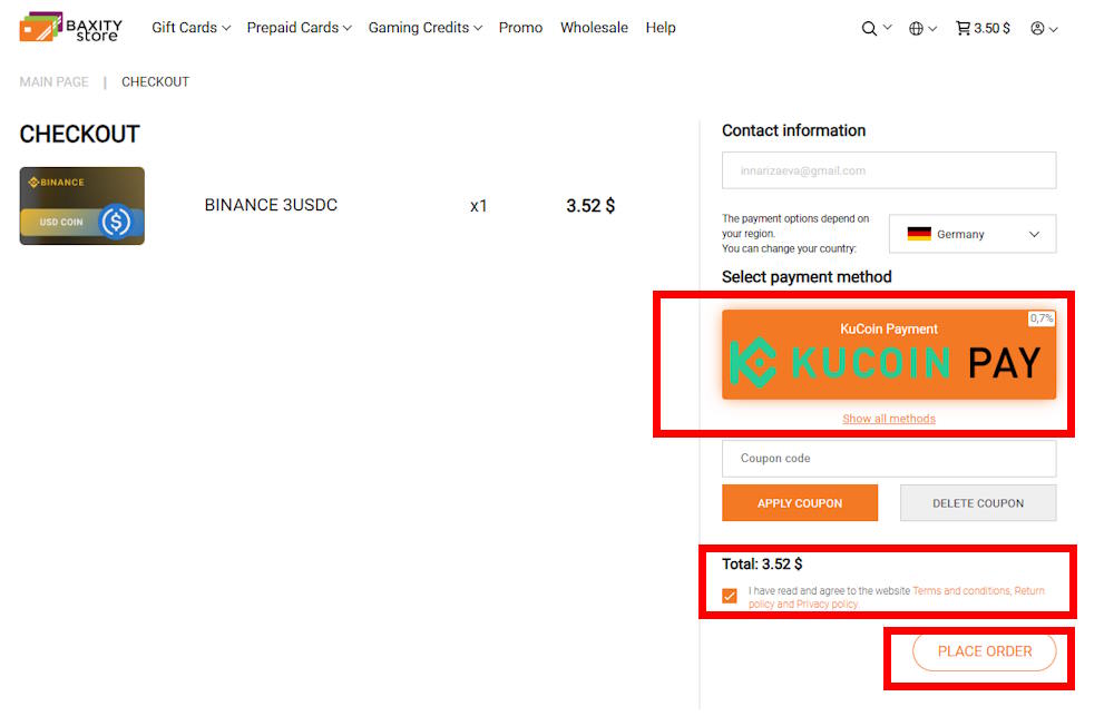 KuCoin Pay transaction
