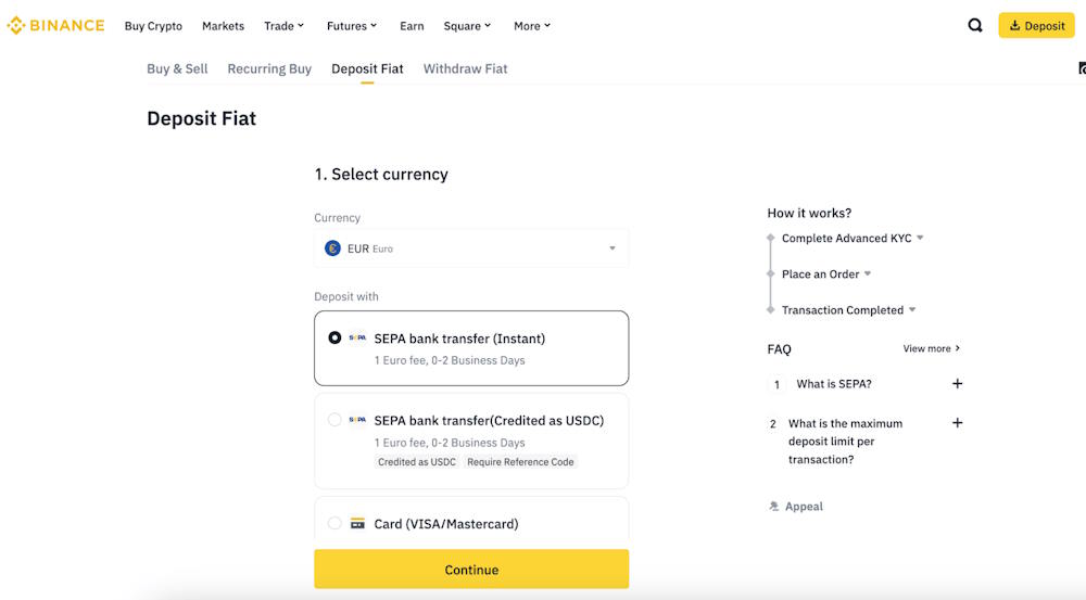 Step-by-Step Guide: How to Deposit EUR via SEPA on Binance