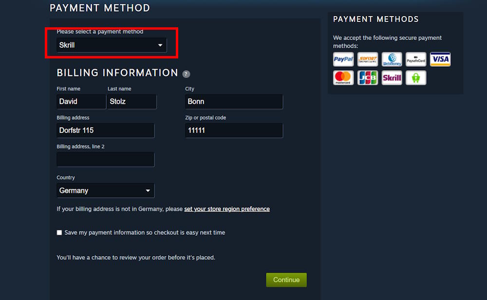 Buy Steam Gift Cards with Skrill via Baxity Store