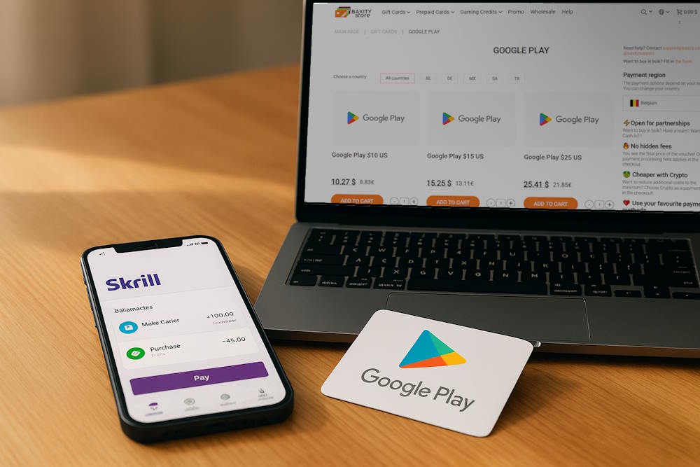 To buy a Google Play gift card through your Skrill wallet