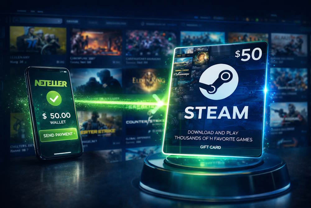 Steam online top-ups via NETELLER are also popular