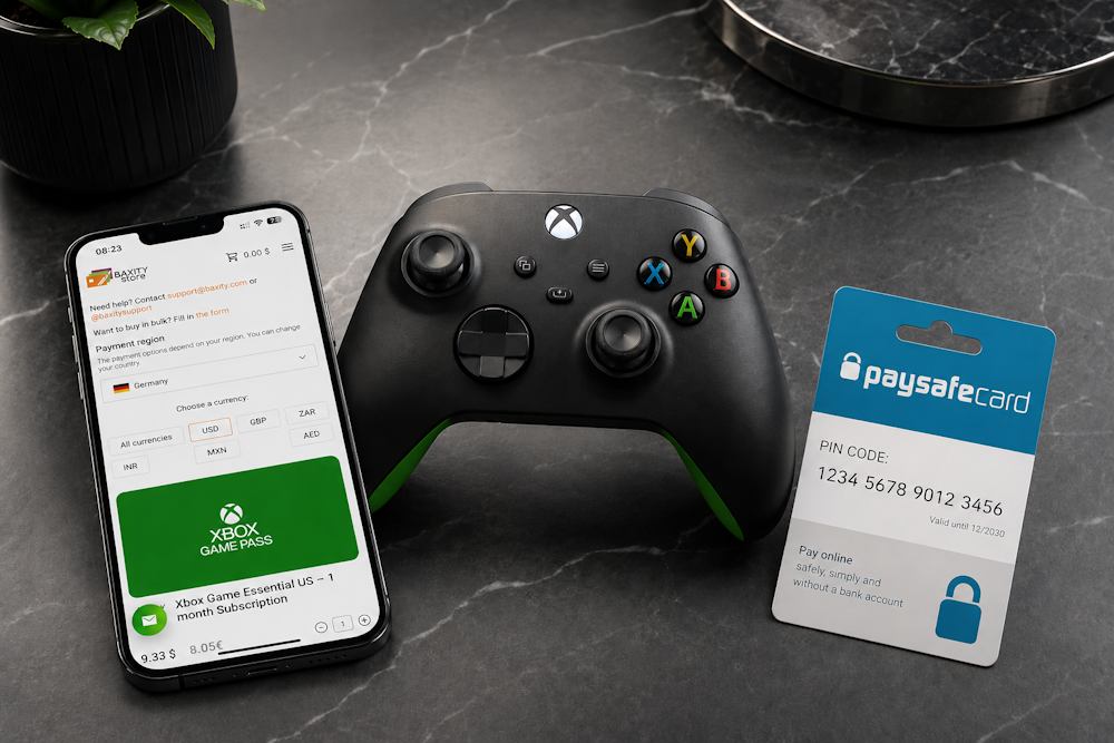 Buying Xbox Gift Cards with Paysafecard on Baxity Store